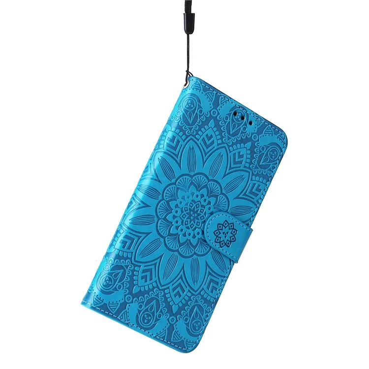For Honor X50i+ 5G Case Imprinted Sunflower Wallet PU Leather Shell Phone Cover - Azul