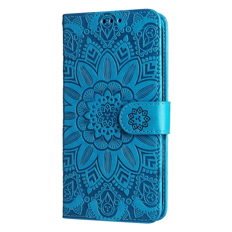 For Honor X50i+ 5G Case Imprinted Sunflower Wallet PU Leather Shell Phone Cover - Azul