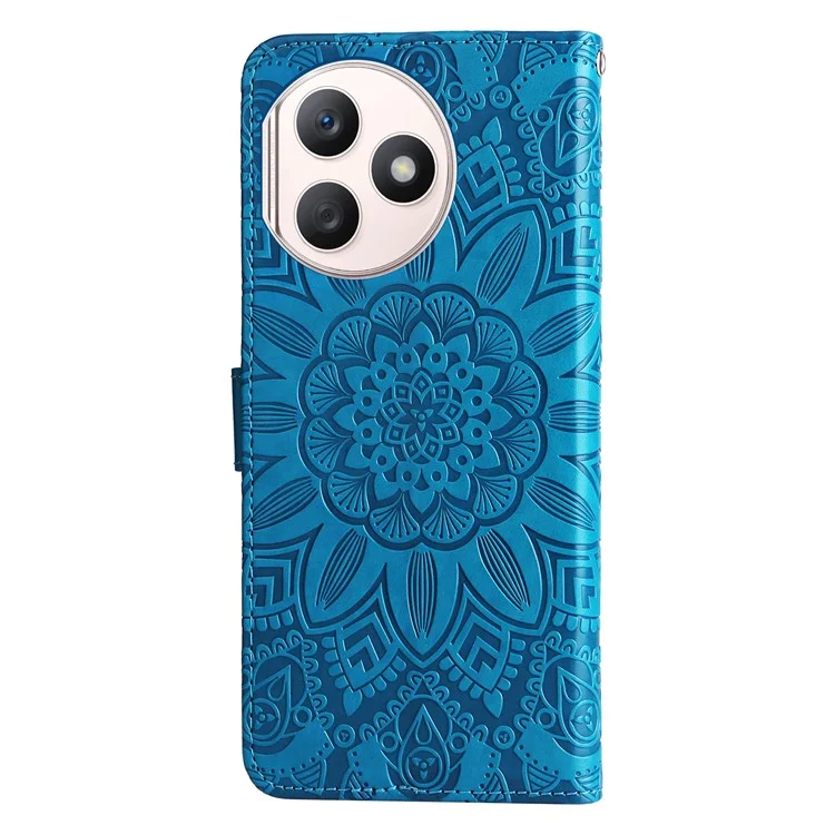 For Honor X50i+ 5G Case Imprinted Sunflower Wallet PU Leather Shell Phone Cover - Azul