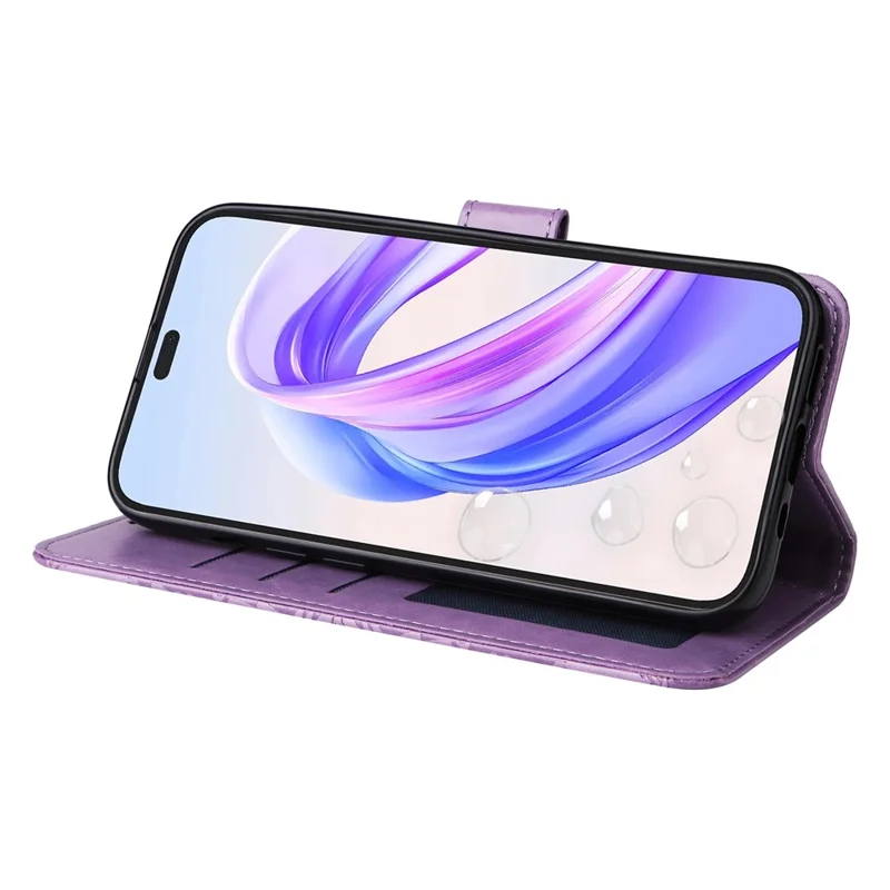 For Honor X50i+ 5G Case Imprinted Sunflower Wallet PU Leather Shell Phone Cover - Purple