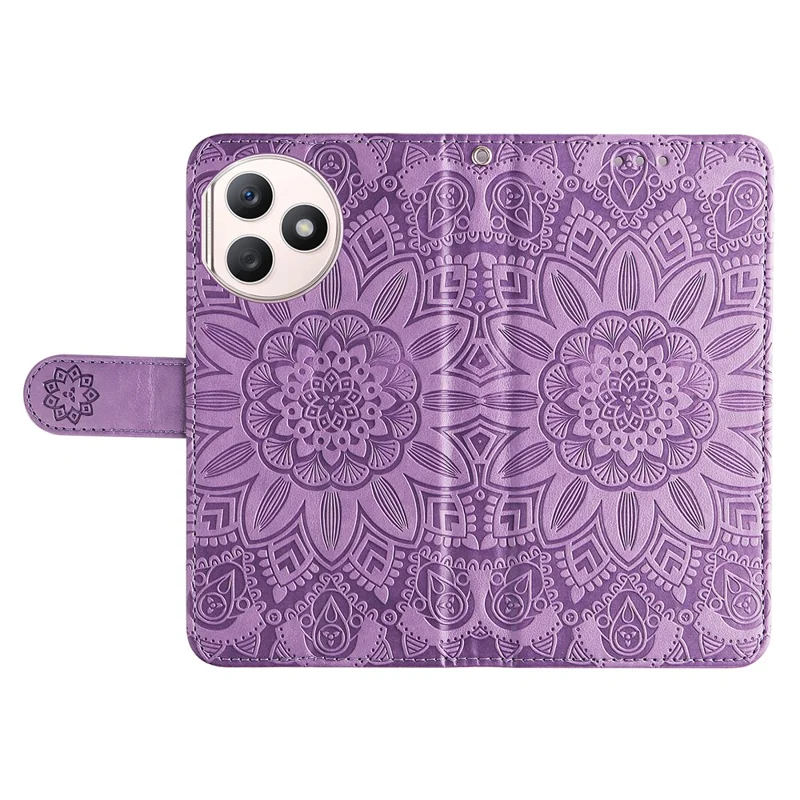 For Honor X50i+ 5G Case Imprinted Sunflower Wallet PU Leather Shell Phone Cover - Purple