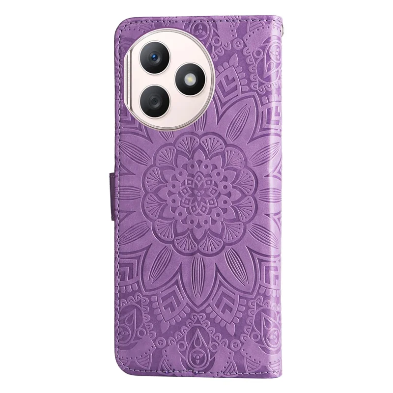 For Honor X50i+ 5G Case Imprinted Sunflower Wallet PU Leather Shell Phone Cover - Purple