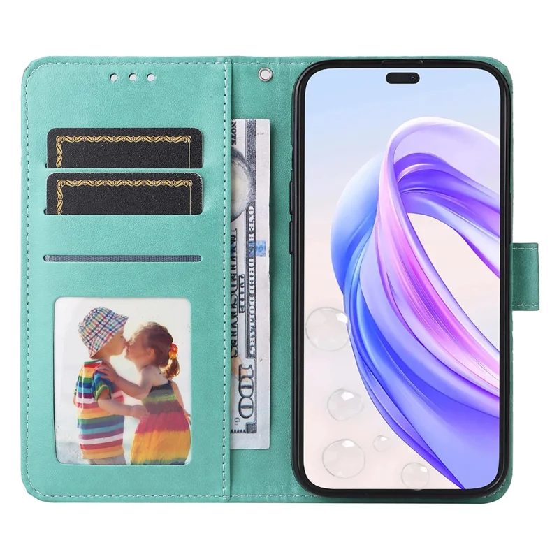 For Honor X50i+ 5G Case Imprinted Sunflower Wallet PU Leather Shell Phone Cover - Green