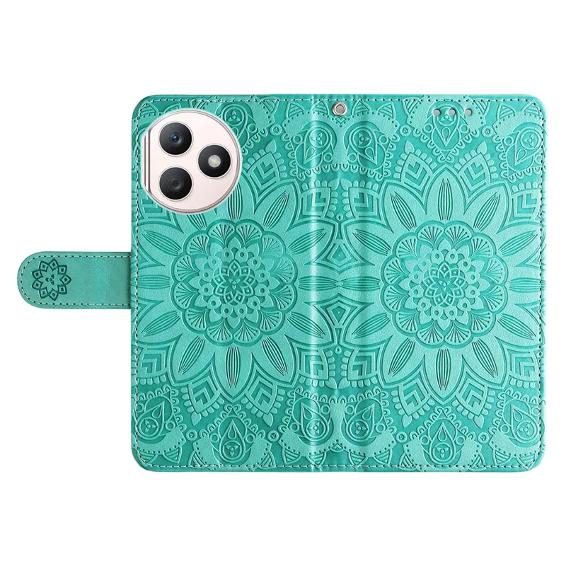 For Honor X50i+ 5G Case Imprinted Sunflower Wallet PU Leather Shell Phone Cover - Green