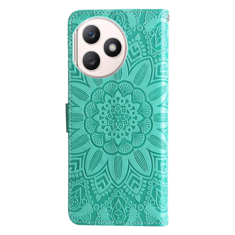 For Honor X50i+ 5G Case Imprinted Sunflower Wallet PU Leather Shell Phone Cover - Green