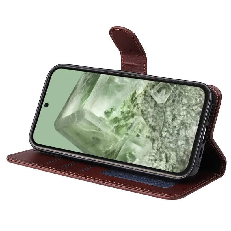 Per Google Pixel 8a Custodia in Pelle Tradizionale in Vitello Custodia per Telefono con 3 Slot per Schede - Marrone