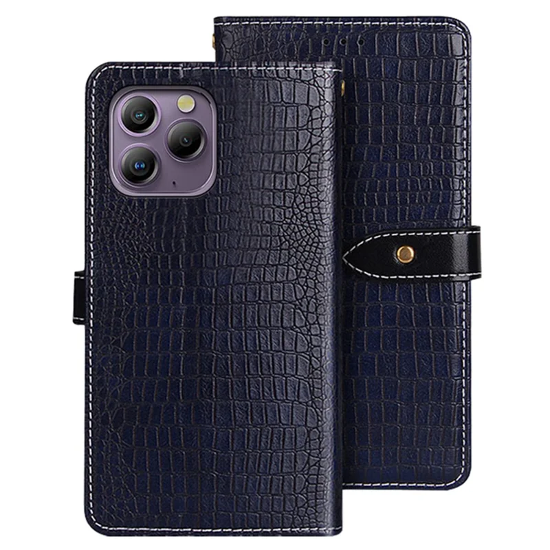 IDEWEI For Blackview A96 Crocodile Texture Leather Case Wallet Phone Cover - Blue