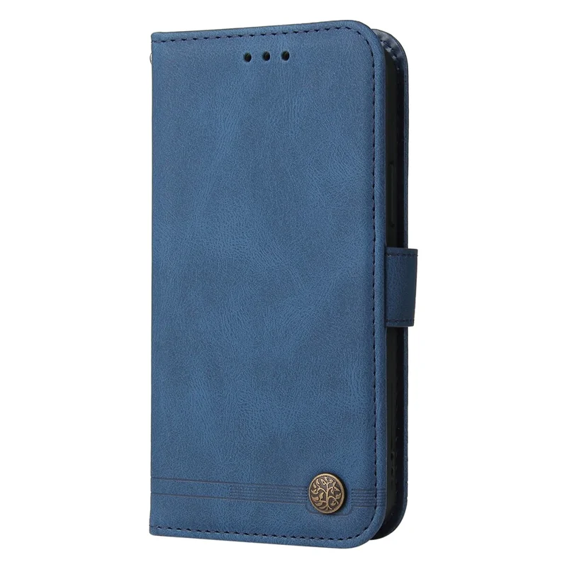 For Honor 100 5G Leather Wallet Cases Skin Touch Phone Cover Stand with Strap - Blue