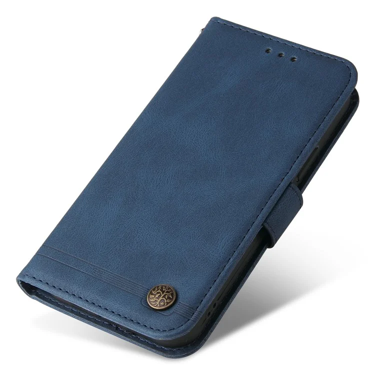 Per Google Pixel 8a Wallet Case Skin-Feel Phone PU Leather Cover - Blu