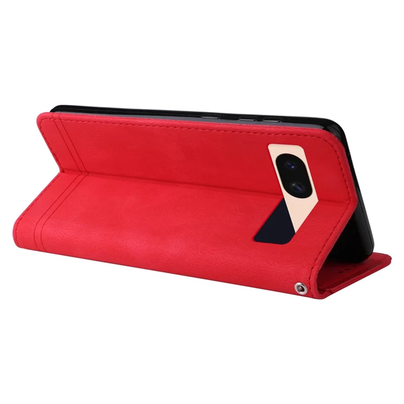 Cover portafoglio in pelle per Google Pixel 8a, custodia con rivestimento touch simile alla pelle, supporto con cinturino - Rosso