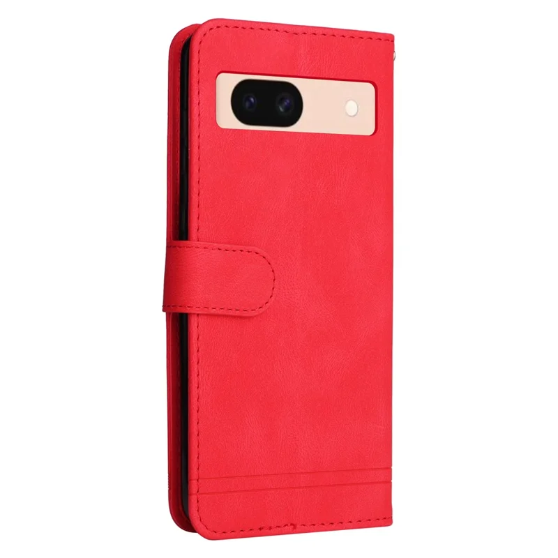 Cover portafoglio in pelle per Google Pixel 8a, custodia con rivestimento touch simile alla pelle, supporto con cinturino - Rosso