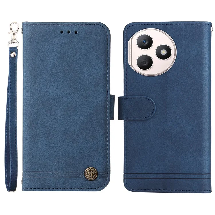 Funda de piel sintética con efecto de piel Para Honor X50i+ 5G, funda de cartera para teléfono - Azul