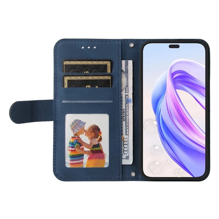 Funda de piel sintética con efecto de piel Para Honor X50i+ 5G, funda de cartera para teléfono - Azul