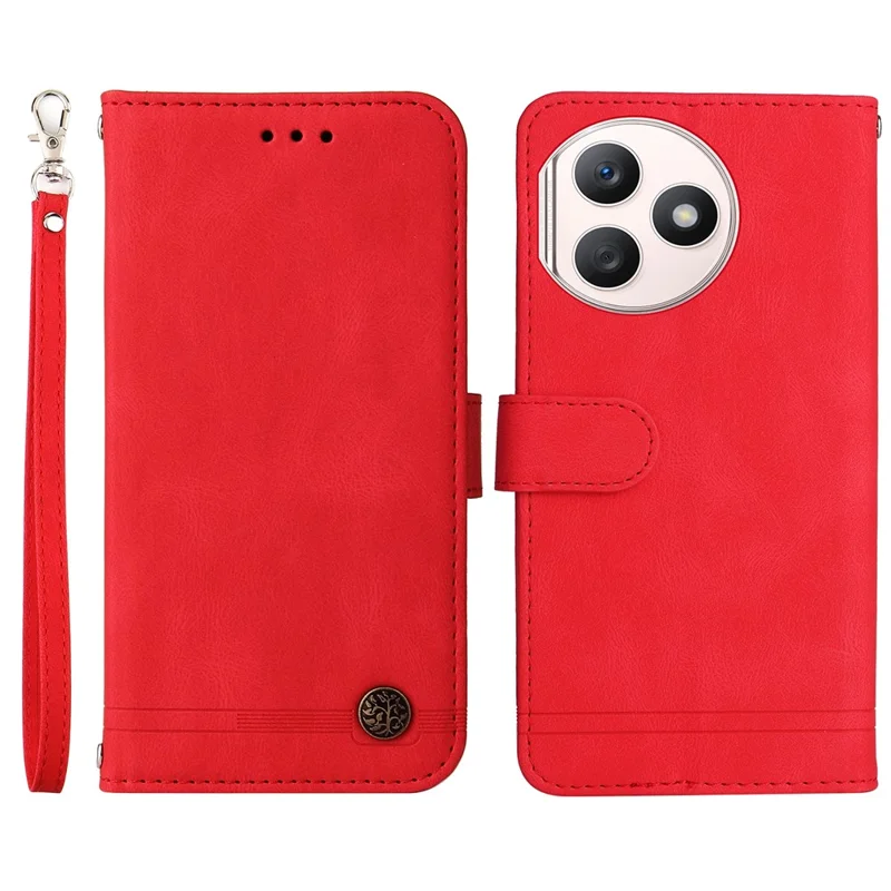 For Honor X50i+ 5G Leather Wallet Cases Skin Touch Phone Cover Stand with Strap - Red