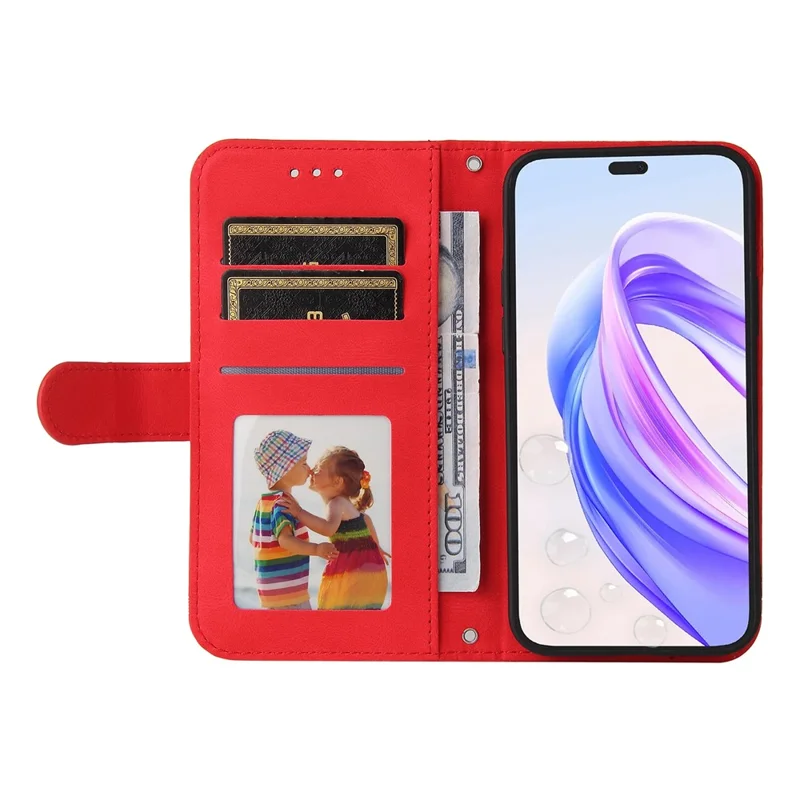 For Honor X50i+ 5G Leather Wallet Cases Skin Touch Phone Cover Stand with Strap - Red