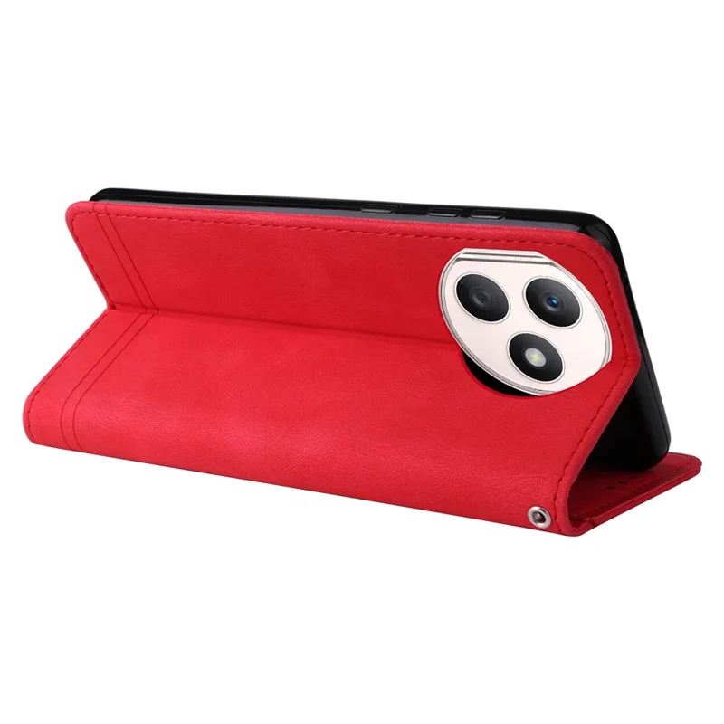 For Honor X50i+ 5G Leather Wallet Cases Skin Touch Phone Cover Stand with Strap - Red