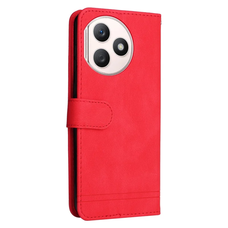 For Honor X50i+ 5G Leather Wallet Cases Skin Touch Phone Cover Stand with Strap - Red