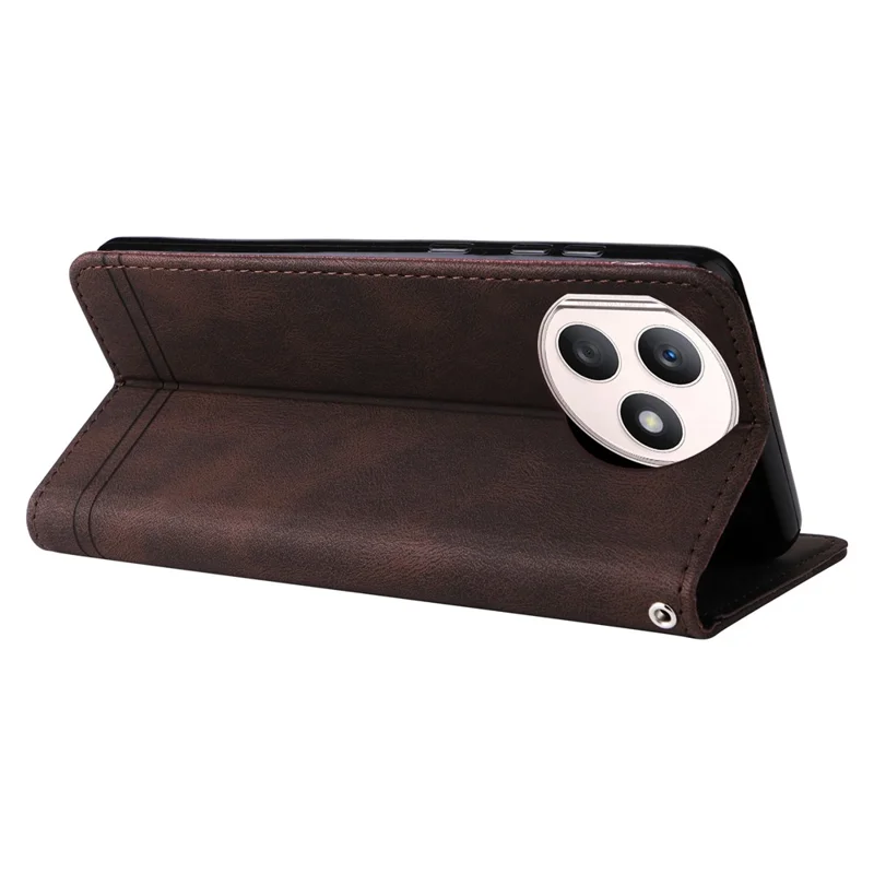 For Honor X50i+ 5G Leather Wallet Cases Skin Touch Phone Cover Stand with Strap - Brown