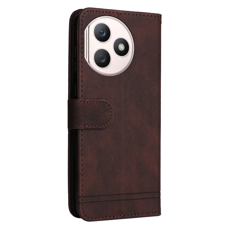 For Honor X50i+ 5G Leather Wallet Cases Skin Touch Phone Cover Stand with Strap - Brown