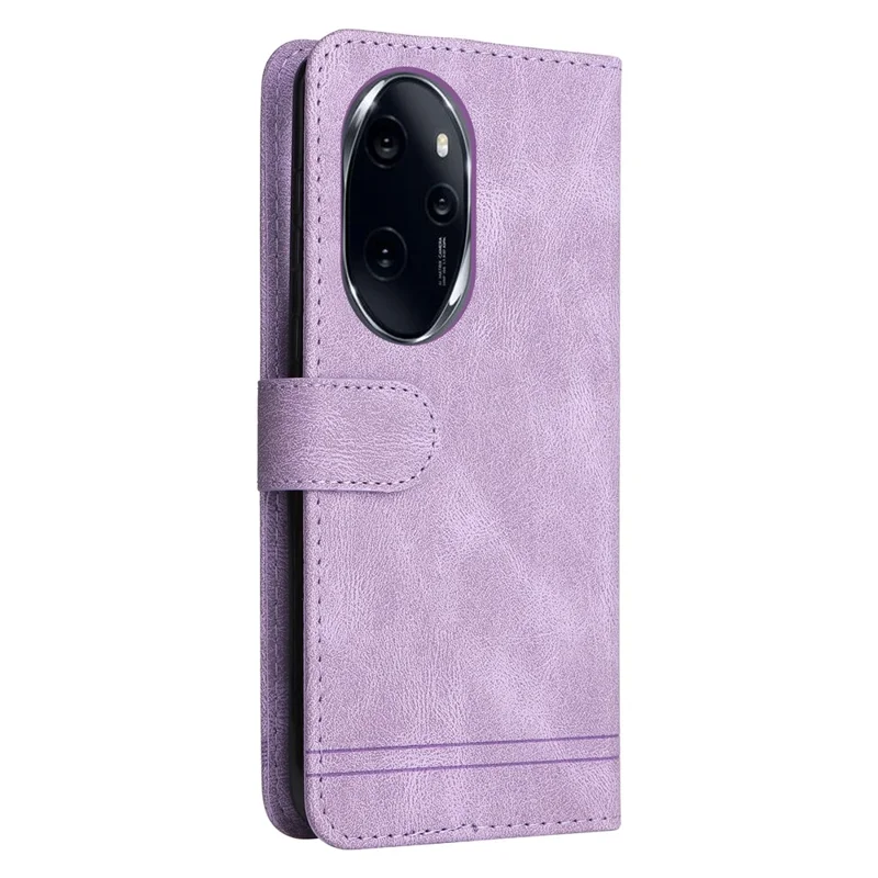 For Honor 100 Pro 5G Leather Wallet Cases Skin Touch Phone Cover Stand with Strap - Purple