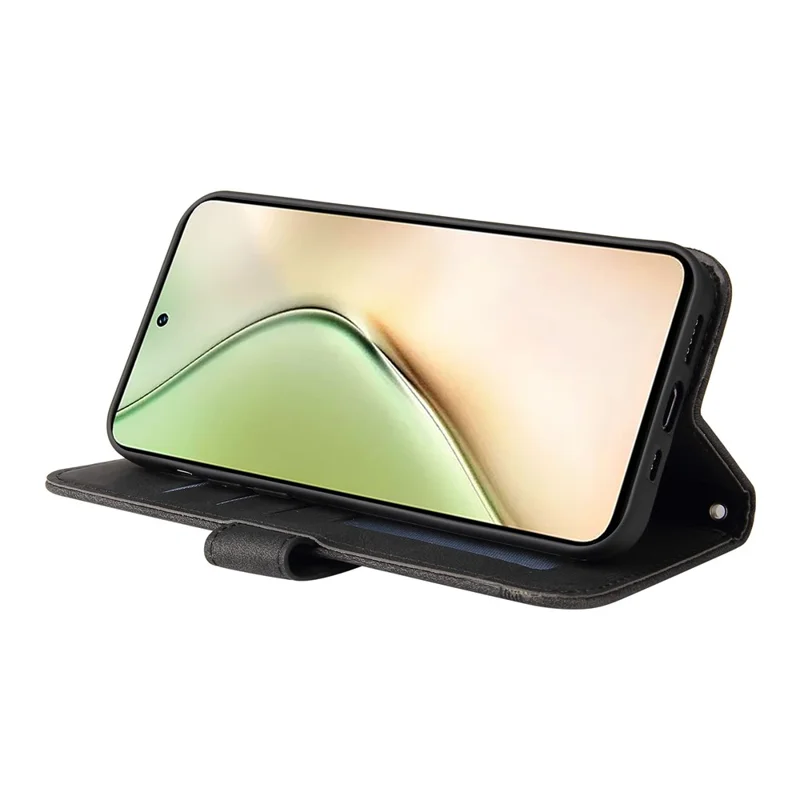 For vivo Y200 (India) 5G / V29e (Global) 5G Leather Wallet Cases Skin Touch Phone Cover Stand with Strap - Black