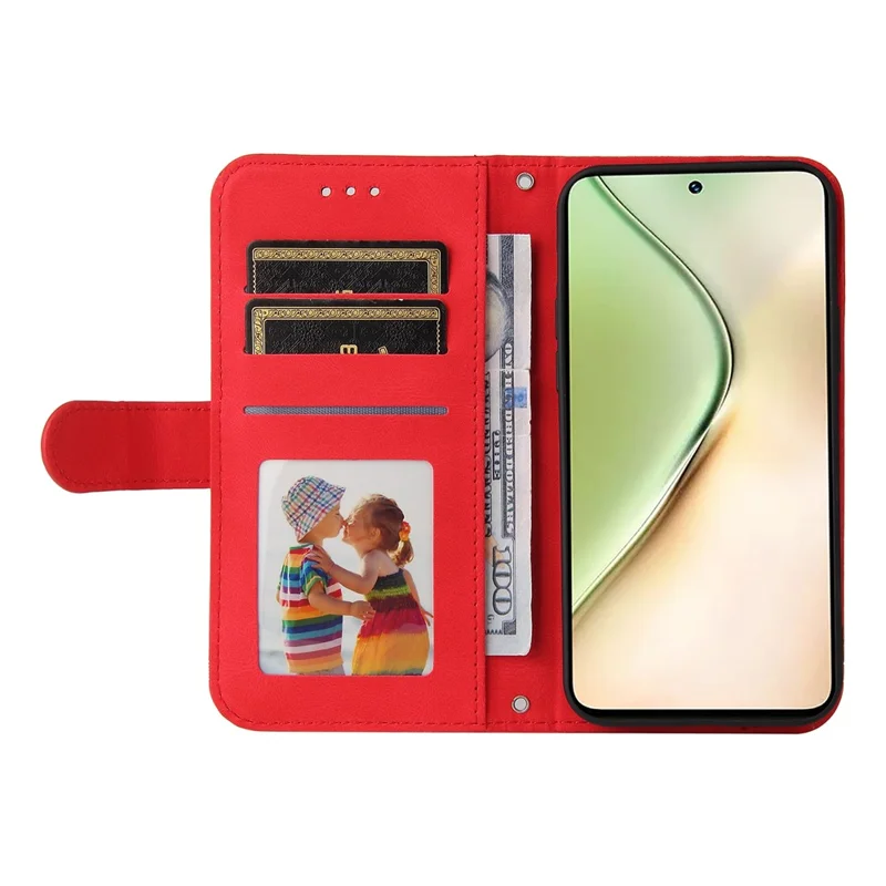 For vivo Y200 (India) 5G / V29e (Global) 5G Leather Wallet Cases Skin Touch Phone Cover Stand with Strap - Red