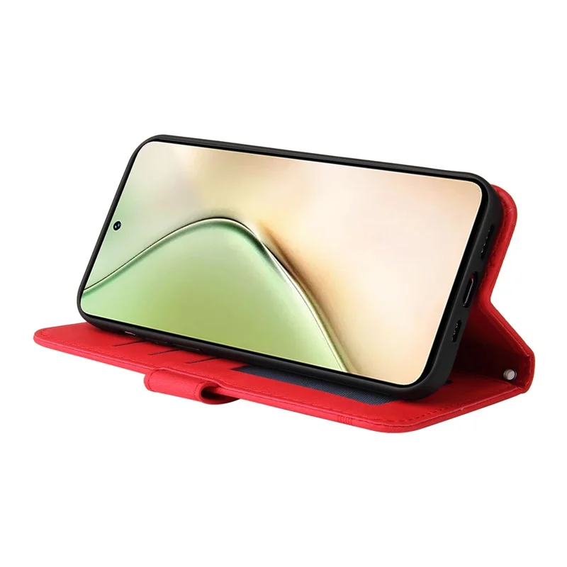 For vivo Y200 (India) 5G / V29e (Global) 5G Leather Wallet Cases Skin Touch Phone Cover Stand with Strap - Red