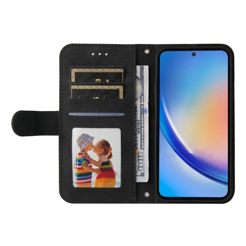 Per Samsung Galaxy A35 5G Skin-Feel Wallet Leather Case Life Tree Hardware Decor - Nero