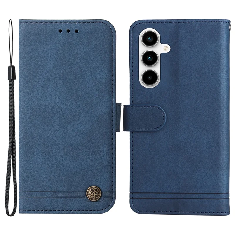 For Samsung Galaxy A35 5G Leather Wallet Cases Skin Touch Phone Cover Stand with Strap - Blue
