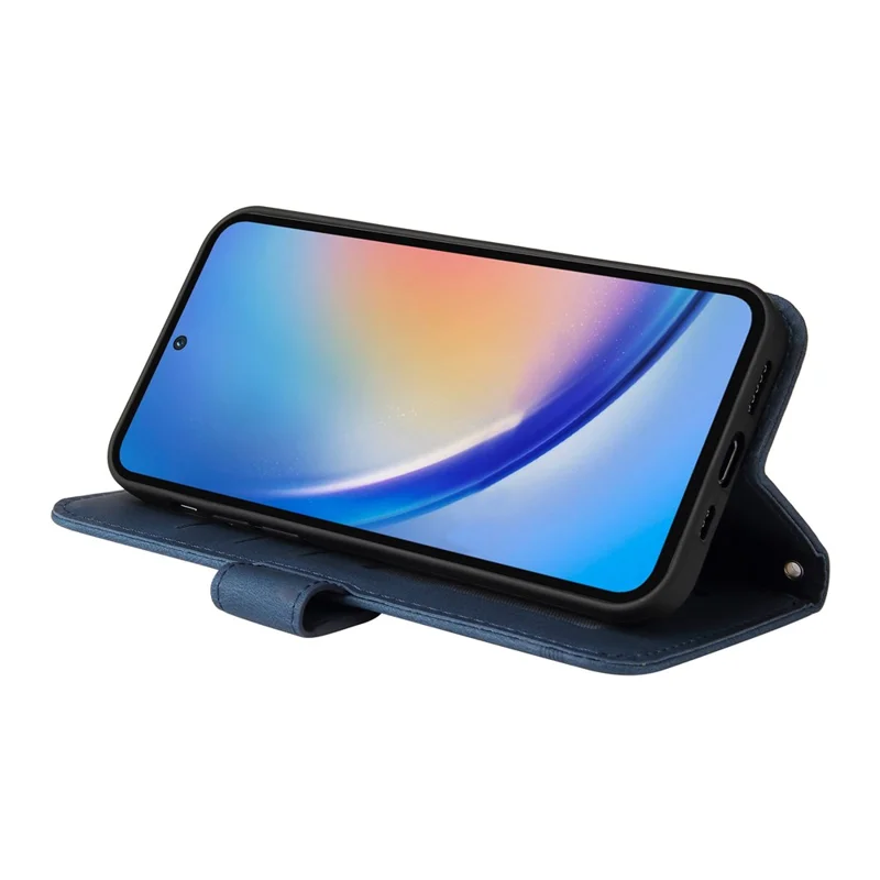 For Samsung Galaxy A35 5G Leather Wallet Cases Skin Touch Phone Cover Stand with Strap - Blue