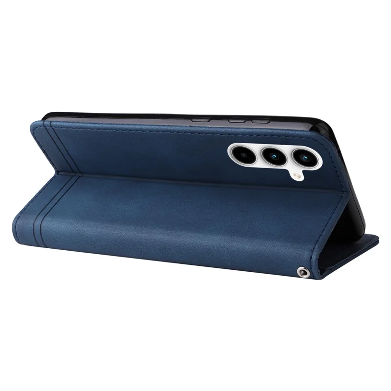 For Samsung Galaxy A35 5G Leather Wallet Cases Skin Touch Phone Cover Stand with Strap - Blue