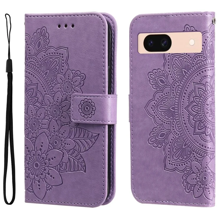 Чехол для телефона Google Pixel 8a Imprinted PU Leather Flip Wallet Phone Cover Shell - Фиолетовый