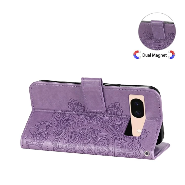 Чехол для телефона Google Pixel 8a Imprinted PU Leather Flip Wallet Phone Cover Shell - Фиолетовый