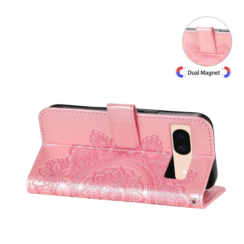 Obudowa do Google Pixel 8a z Motywem Kwiatowym, Portfel z Pielęgniarką z Syntetycznej Skóry z Funkcją Stojaka - Różowa