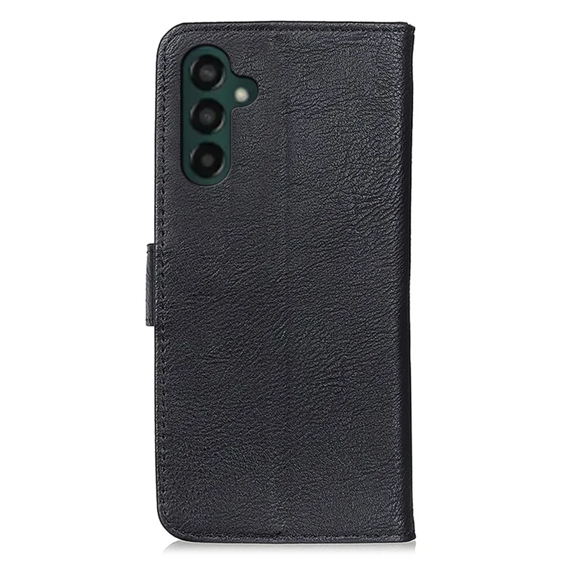 KHAZNEH Cowhide Texture Case for Samsung Galaxy A55 5G PU Leather Protective Cover Wallet - Black