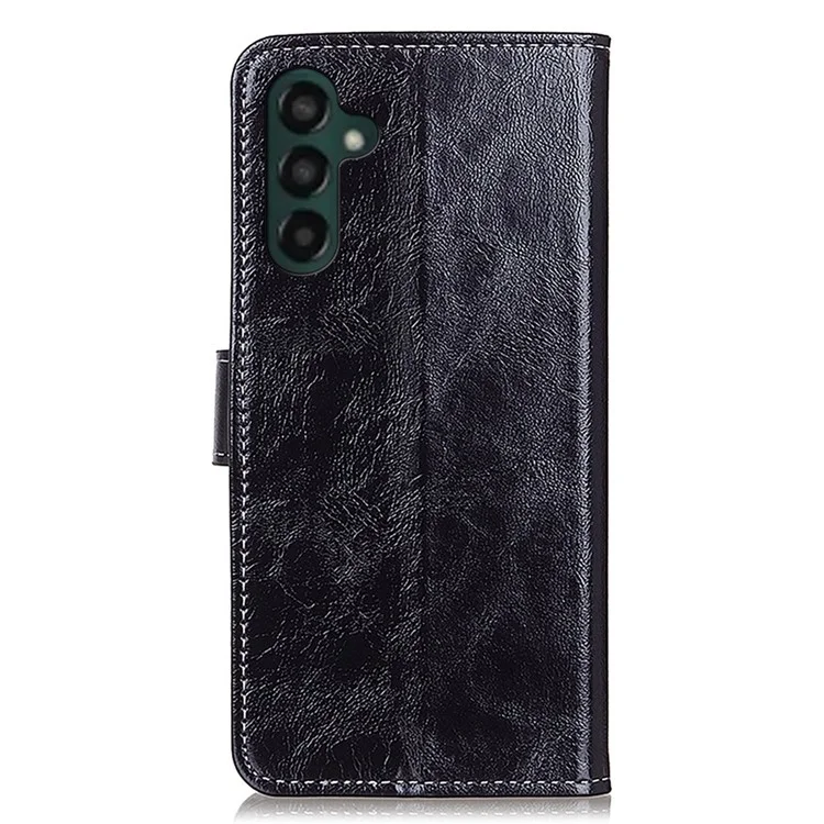 Vintage Crazy Horse Textur Hülle für Samsung Galaxy A55 5G Magnetische PU-Leder-Ständer-Abdeckung - Schwarz