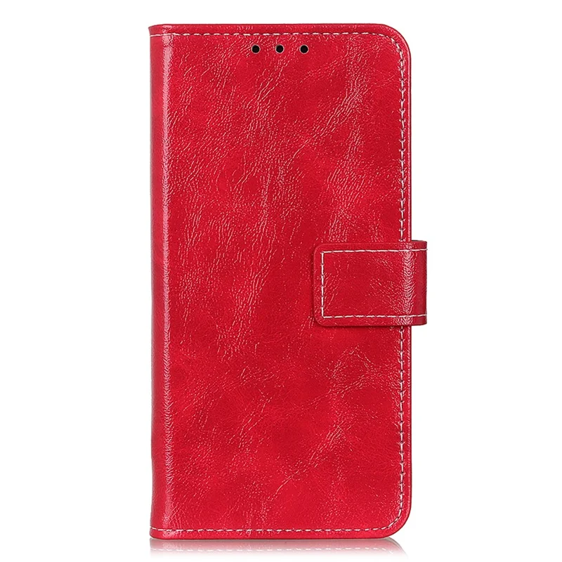 Vintage Crazy Horse Texture Case for Samsung Galaxy A55 5G  Magnetic PU Leather Stand Cover - Red
