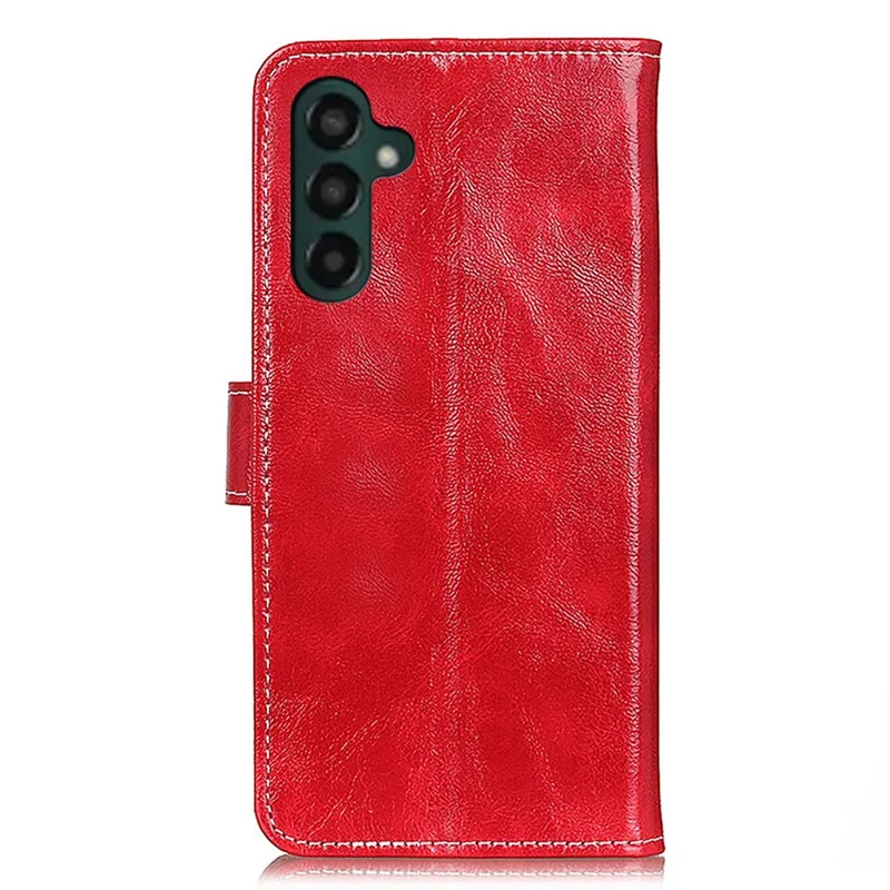 Vintage Crazy Horse Texture Case for Samsung Galaxy A55 5G  Magnetic PU Leather Stand Cover - Red