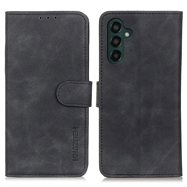 KHAZNEH Custodia in stile retrò in pelle per Samsung Galaxy A55 5G Wallet Stand Folio Cover - Nero