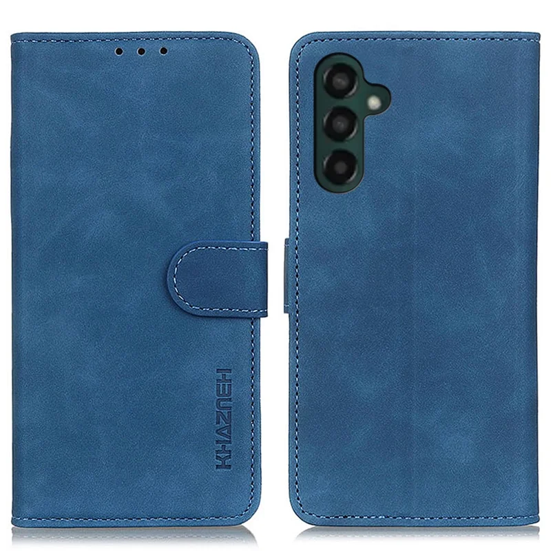 KHAZNEH Retro Style Leather Case for Samsung Galaxy A55 5G Wallet Stand Folio Cover - Blue