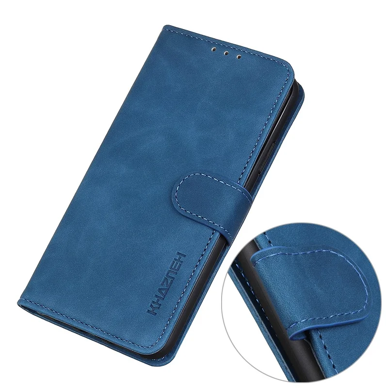 KHAZNEH Retro Style Leather Case for Samsung Galaxy A55 5G Wallet Stand Folio Cover - Blue