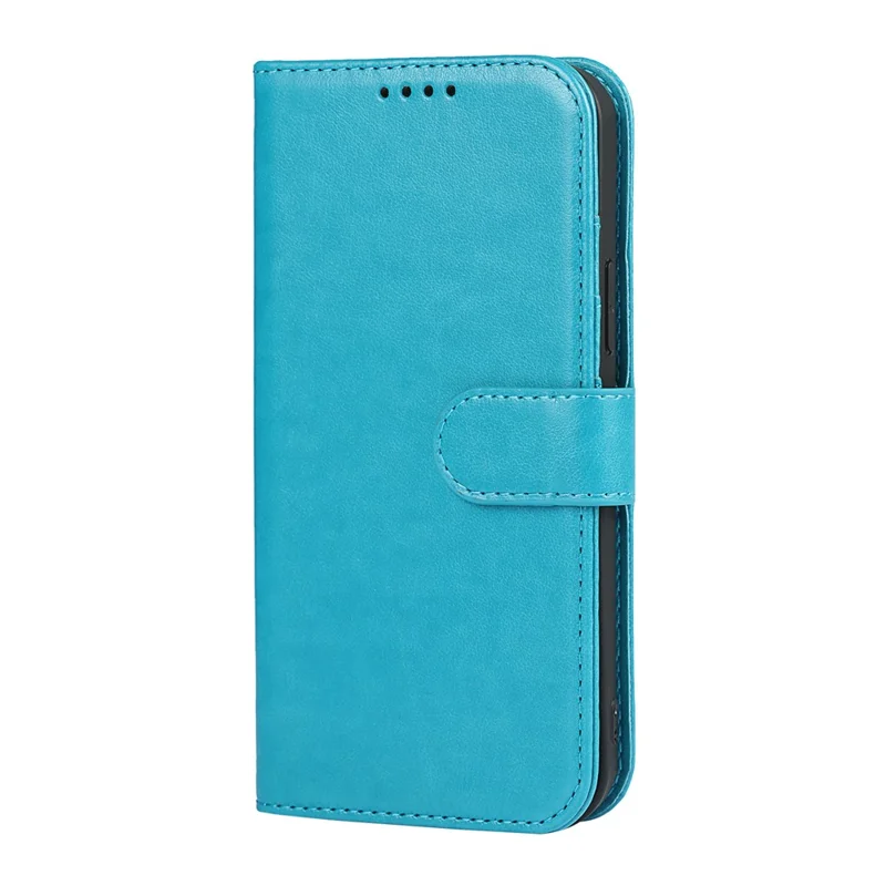 For iPhone 15 Pro Cell Phone Case R61 Texture Felled Seam PU Leather Cover with Stand - Blue