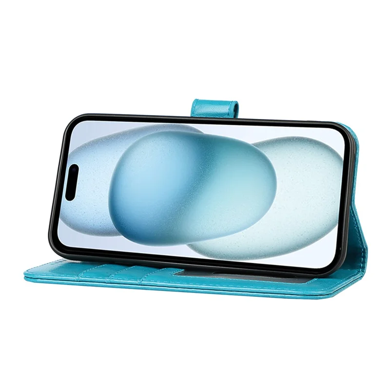 Capa para iPhone 15 Plus R61 Texture Wallet Leather Phone Shell - Azul