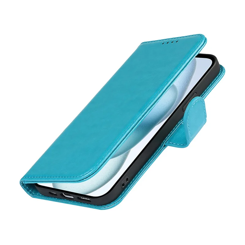 Capa para iPhone 15 Plus R61 Texture Wallet Leather Phone Shell - Azul