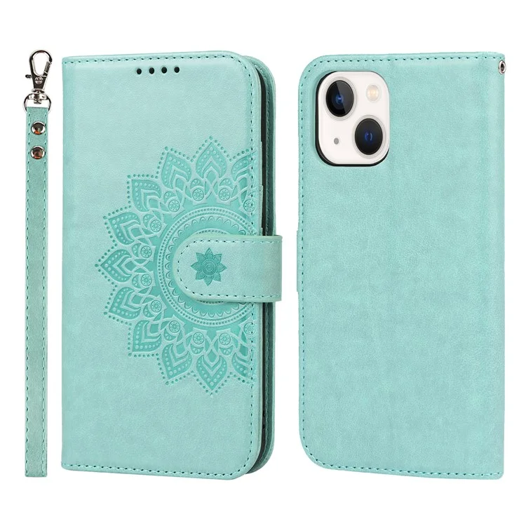 Для iPhone 15 R61 Texture Wallet Case с печатным дизайном, чехол из искусственной кожи - светло-зеленый