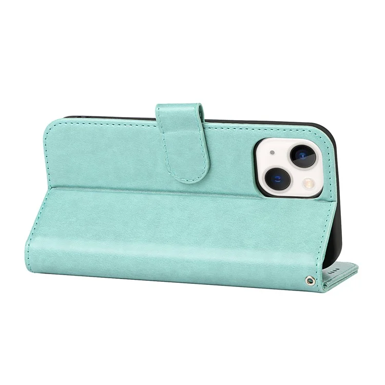 Для iPhone 15 R61 Texture Wallet Case с печатным дизайном, чехол из искусственной кожи - светло-зеленый