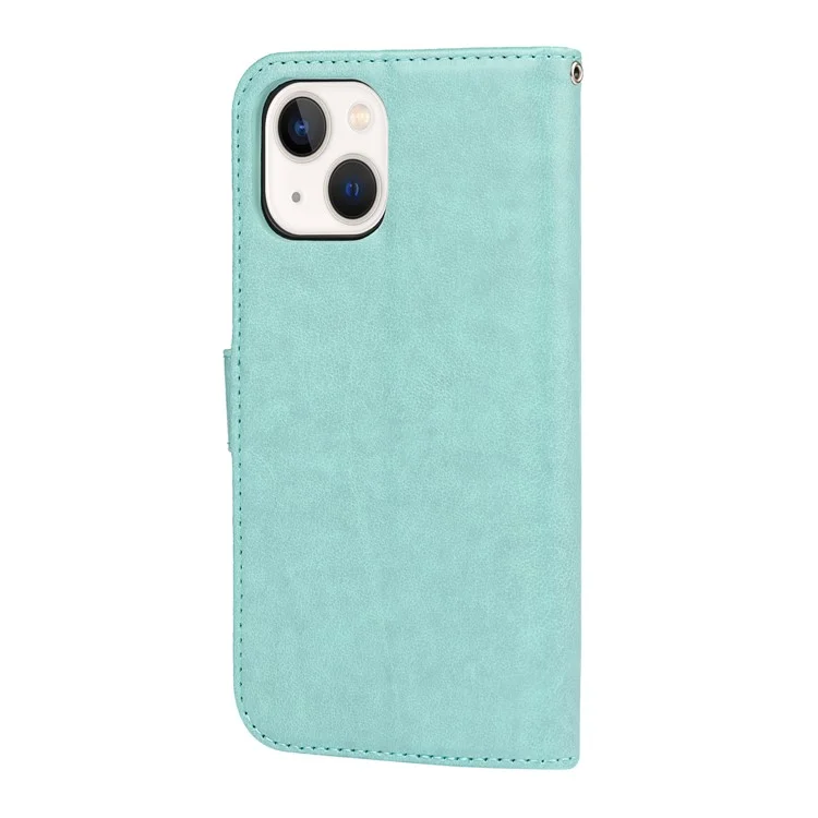 Для iPhone 15 R61 Texture Wallet Case с печатным дизайном, чехол из искусственной кожи - светло-зеленый