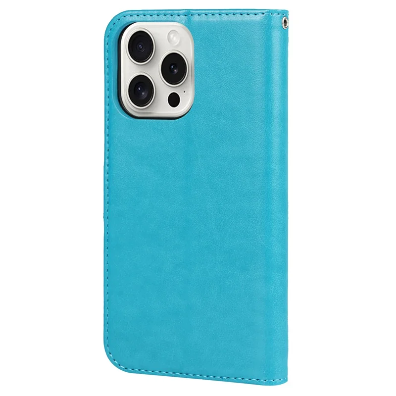 For iPhone 15 Pro Max Wallet Phone Case R61 Texture PU Leather Magnetic Protective Cover - Blue