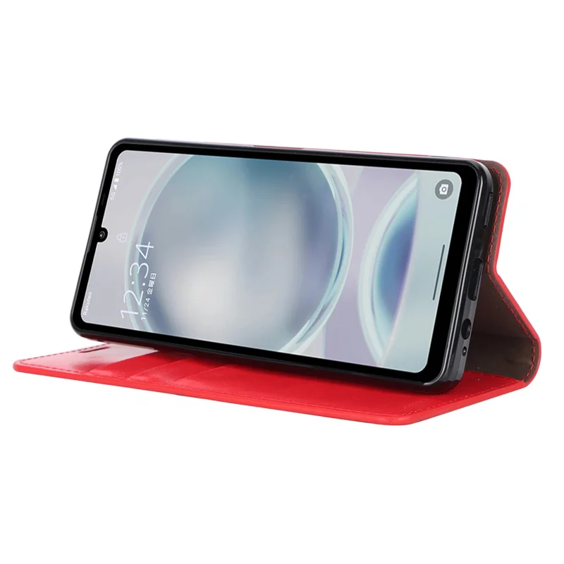 Til Sharp Aquos Sense 8 Split Læder Wallet Crazy Horse Struktur Flip Folio Case Cover - Rød