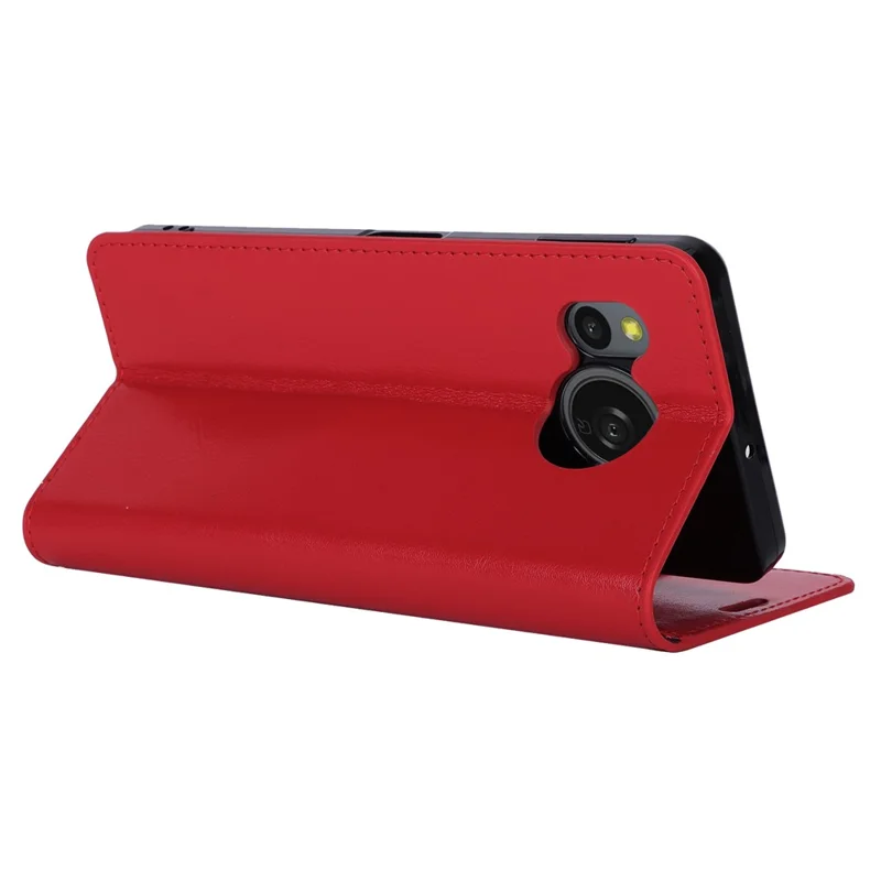 Til Sharp Aquos Sense 8 Split Læder Wallet Crazy Horse Struktur Flip Folio Case Cover - Rød